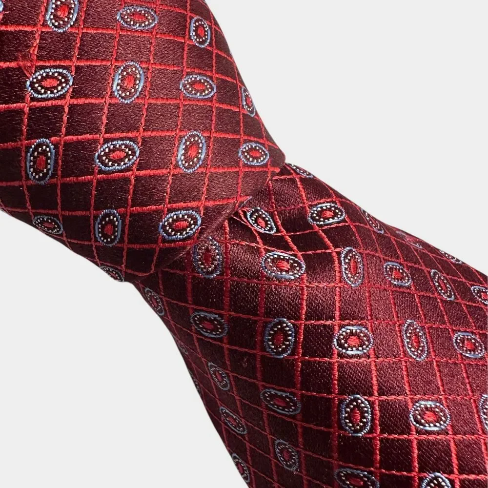 ROBERT TALBOTT Silk Tie Geometric/Polka dot 100% Silk Necktie Red/Blue NWOT